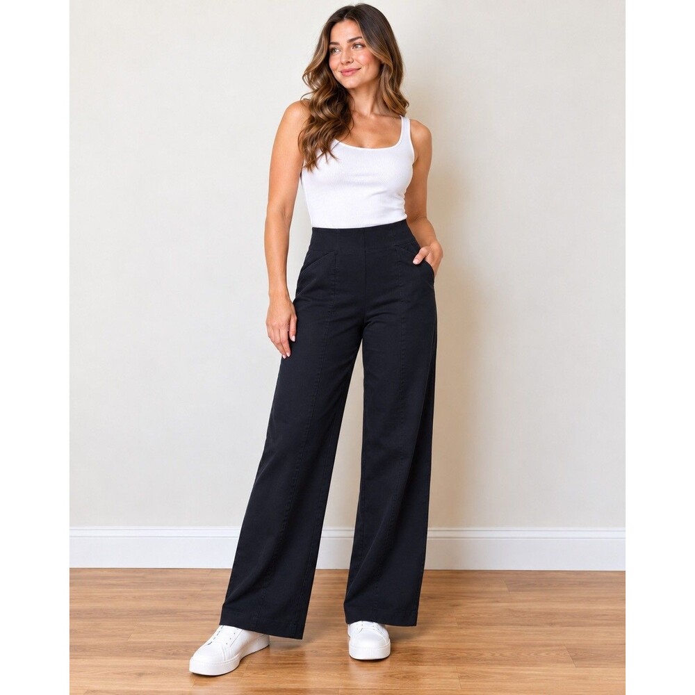 Old Navy Pixie High Rise Wide Leg Pants Comfort Waistband Black M Tall